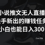 小说推文无人直播，快手新出的赚钱任务，小白也能日入300+【揭秘】